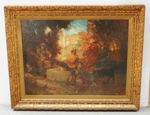 Lot 88 - Artist Unknown (Clark) Large gilt framed 19th C Oil Painting on Canvas