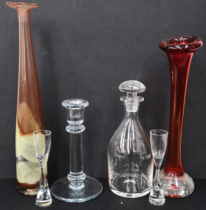 Lot 109 - Group of retro and vintage art glass inc hand blown Italian vases (tal