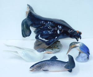Lot 115 - 4 pces AF Ceramics inc Bing & Grondahl Large Black Grouse Model 17