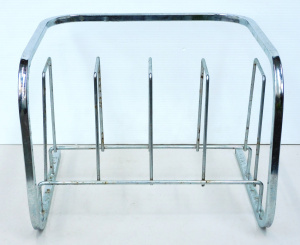 Lot 119 - Mid-century chrome record rack - 36cm W