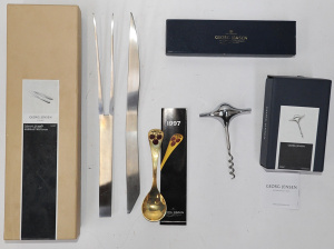 Lot 126 - 3 pces Boxed Georg Jensen inc Gold Plated Sterling Silver 1997 Spoon C