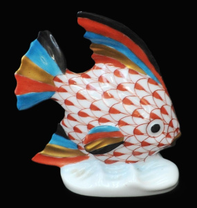 Lot 150 - Herend Hungry Porcelain Red Fishnet Saling Fish 6cm H