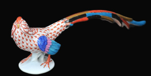 Lot 153 - Herend Hungry Porcelain Red Fishnet Pheasant 22cm L