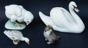 Lot 166 - 4 x Vintage Ceramic Bird Figures inc Royal Copenhagen Swan Model 755 1