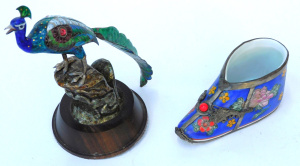 Lot 170 - 2 x decorative white metal items inc South Asian intricately enamelled