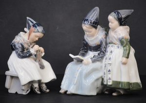 Lot 182 - 2 x Vintage Royal Copenhagen Figures inc Amager Girl Knitting Model 13