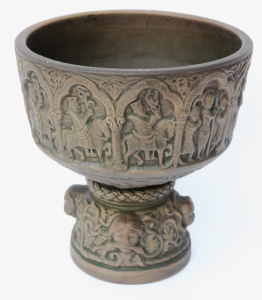 Lot 186 - Vintage terracotta stemmed bowl stamped L Hjorth, Denmark in the form