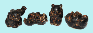 Lot 192 - Set of 4 Vintage Royal Copenhagen Stoneware Bear Figures - Designed by