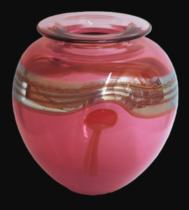 Lot 200 - Vintage Denizen cranberry art glass vase with lustre finish - 11cm H