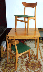 Lot 1 - Original 1960s Danish Mid Century Modern 3 piece Dining Suite - pair Sch