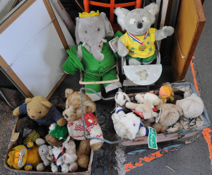 Lot 21 - Lge grp - toy pram, pusher, high chair, bears & soft toys, Babar, H