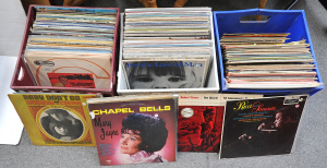Lot 25 - Large lot of 3 boxes of vintage vinyl LP records inc pop, rock, country