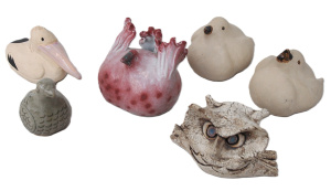 Lot 26 - 6 x studio pottery bird figurines inc pink Rosemary Brittain bird, Bill