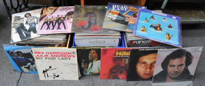 Lot 32 - Large lot of 3 boxes of vintage vinyl LP records inc pop, rock, jazz et
