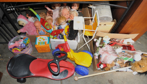 Lot 38 - Group Lot of Mixed Kids Toys & Games incl Ride on Toys, Assorted Do