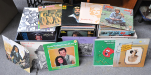 Lot 43 - Large lot of 3 boxes of vintage vinyl LP records inc country, folk, pop