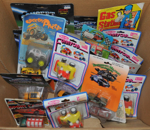 Lot 51 - Box lot - vintage Boxed & Carded Kids Toys - heaps diecast & ot
