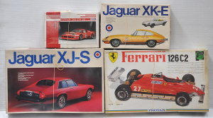Lot 61 - 4 boxed partially constructed scale car models inc Protar 112 Ferrari 1