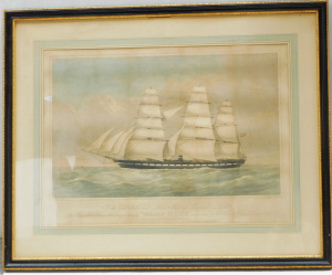 Lot 69 - Large framed 1863 Coloured Lithograph - The East India & London shi