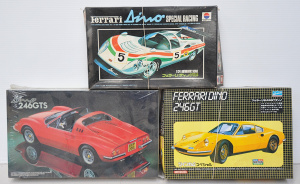 Lot 77 - 3 vintage unmade Japanese model kits inc Nitto Kagaku 124 Ferrari Dino