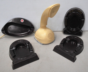 Lot 87 - 5 x items - 1960s cream Ericsson Cobra LM telephone, Caltex brown Bakel
