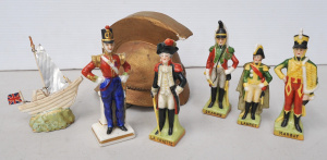 Lot 92 - Group of vintage Capodimonte 18th19thC military figures, a British ship