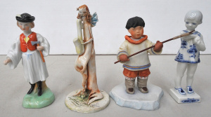 Lot 107 - 4 x European ceramic figurines inc Royal Copenhagen girl, Herend (Hung