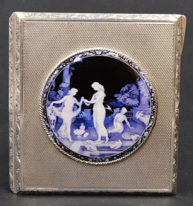 Lot 141 - 1926 Hallmarked Birmingham Sterling Silver Cigarette case w Sapphire B