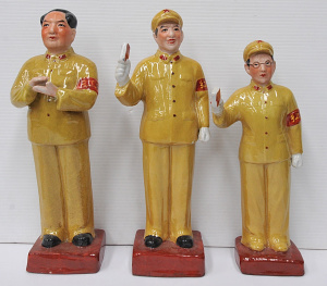 Lot 152 - 3 x vintage Wucai Porcelain Chinese Cultural Revolution figurines inc
