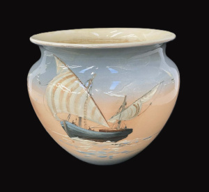 Lot 163 - Vintage Royal Doulton Jardiniere Hand Painted Sailing Ship - 20cm H