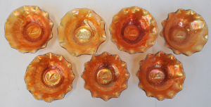 Lot 175 - Set of 7 Vintage Australian Crown Crystal Marigold Swan Nappy bowls 1