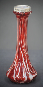 Lot 182 - Hallmarked Sterling Silver rimmed Franz Welz Bohemian Glass Red Marb