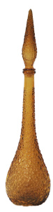 Lot 189 - Mid-Century modern Empoli amber bubble glass Genie Bottle - approx 57