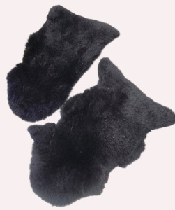 Lot 001 - Pair vintage c1980s Black Sheepskin Rugs - labels sighted to underside
