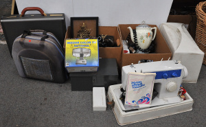 Lot 019 - Lot of Mixed Items incl JC Penny Portable Sewing Machine w Case, Samso