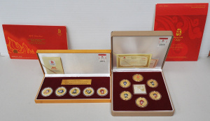 Lot 030 - 2 x Boxed Beijing 2008 Olympic Mascot Medallions inc Set of 5 & Se
