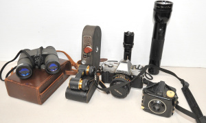 Lot 036 - Lot of Vintage Mixed Items incl Minolta X-370 SLR Camera, Pocket Binoc