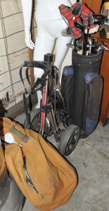 Lot 038 - Lot of Mixed Sporting Equipment incl Golf Bag w Clubs, Cricket Pads et