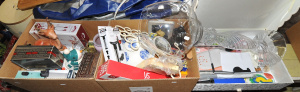 Lot 046 - 3 x Boxes of Mixed Items incl Glassware, Crafting Accessories, Mixed P