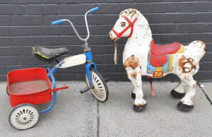 Lot 063 - Mid-century Mobo Bronco pressed steel ride on toy horse by D Sebel &am