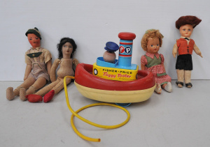 Lot 066 - Group lot Vintage Toys inc c1967 Fisher-Price Tuggy Tooter boat, Joint