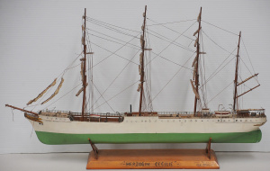 Lot 070 - Wooden model sailing ship on stand - the Herzogin Cecilie - 1902 Germa