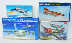 Lot 110 - 4 x boxed unmade Plastic Scale Model Kits - all Russian Military Aircr