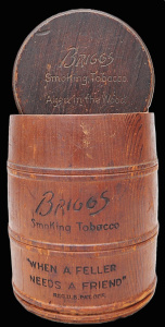 Lot 127 - Vintage Wooden Briggs Tobacco Jar - Barrel shape - Smoking Tabacco age