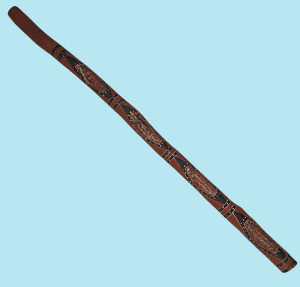 Lot 128 - Vintage Aboriginal Carved Didgeridoo w Decoration - Approx 140cm H