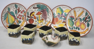 Lot 150 - Group of vintage ceramics inc set of 6 hand painted Japanese bonsai po