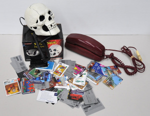 Lot 160 - Group lot inc Boxed Skull shape Telephone Maroon 1970s Trimone Teleph