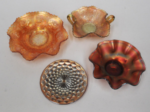 Lot 164 - 4 pces vintage Carnival Glass inc Westmoreland Iridescent Amethyst Sca