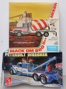 Lot 166 - 2 Vintage unmade model trucks complete with instructions, decals etc i