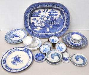 Lot 168 - Group lot of Blue & White Ceramics inc Victorian English Meat plat